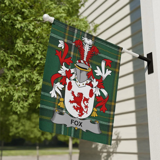 Custom Fox Family Crest Flag Plaque Display product