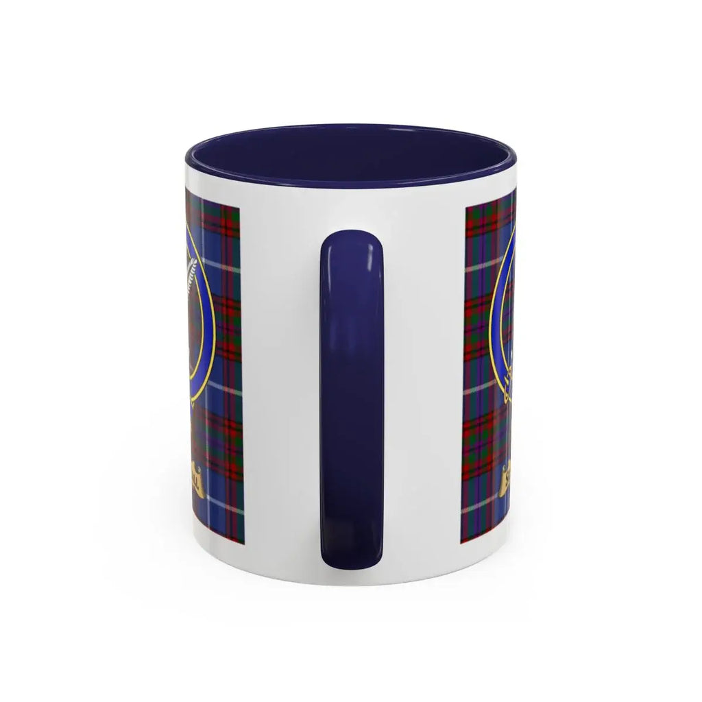 Scougall clan crest mug shown in 11 oz and 15 oz sizes