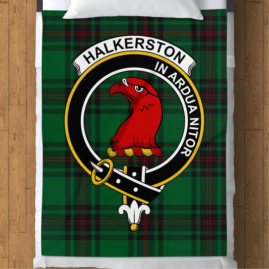 Scottish Clan Halkerston Crest Tartan Blanket - Living Stone Gifts