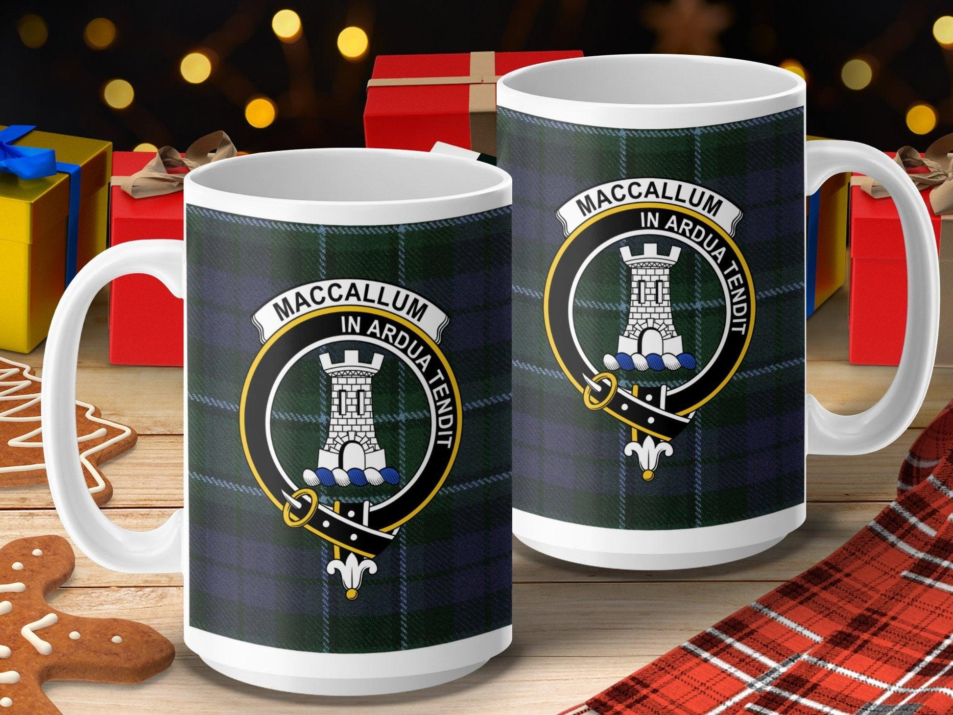 Maccallum Clan Crest In Ardua Tendit Tartan Mug - Living Stone Gifts