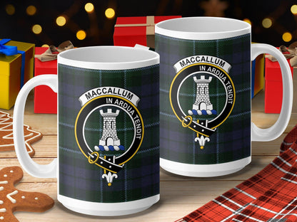 Maccallum Clan Crest In Ardua Tendit Tartan Mug - Living Stone Gifts