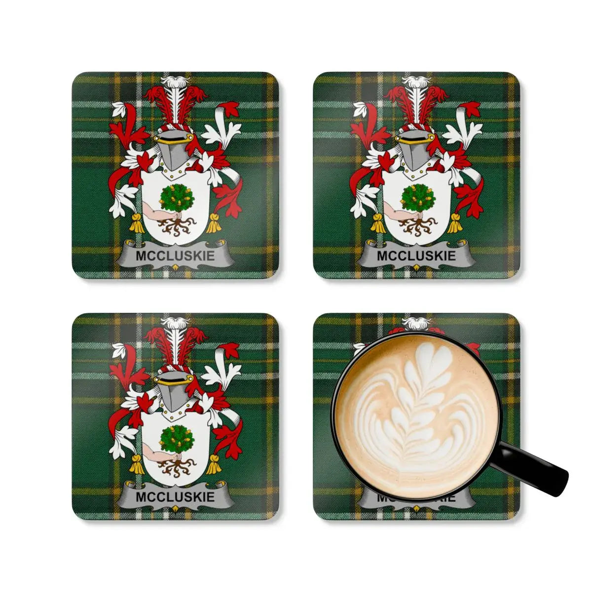 McCluskie Tartan Clan Crest Square Coaster Set product type