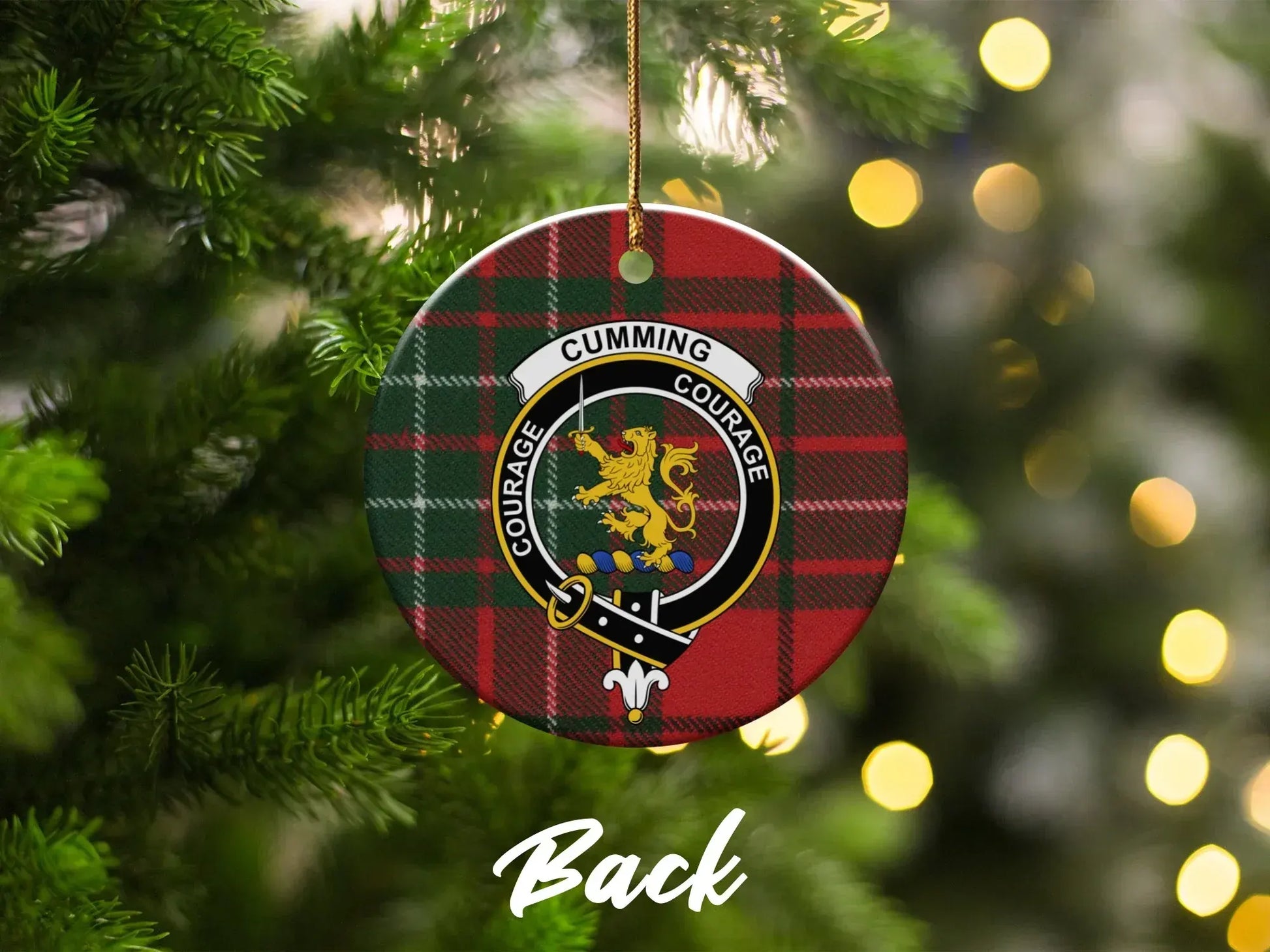Courage Cumming Crest Tartan Christmas Ornament product type