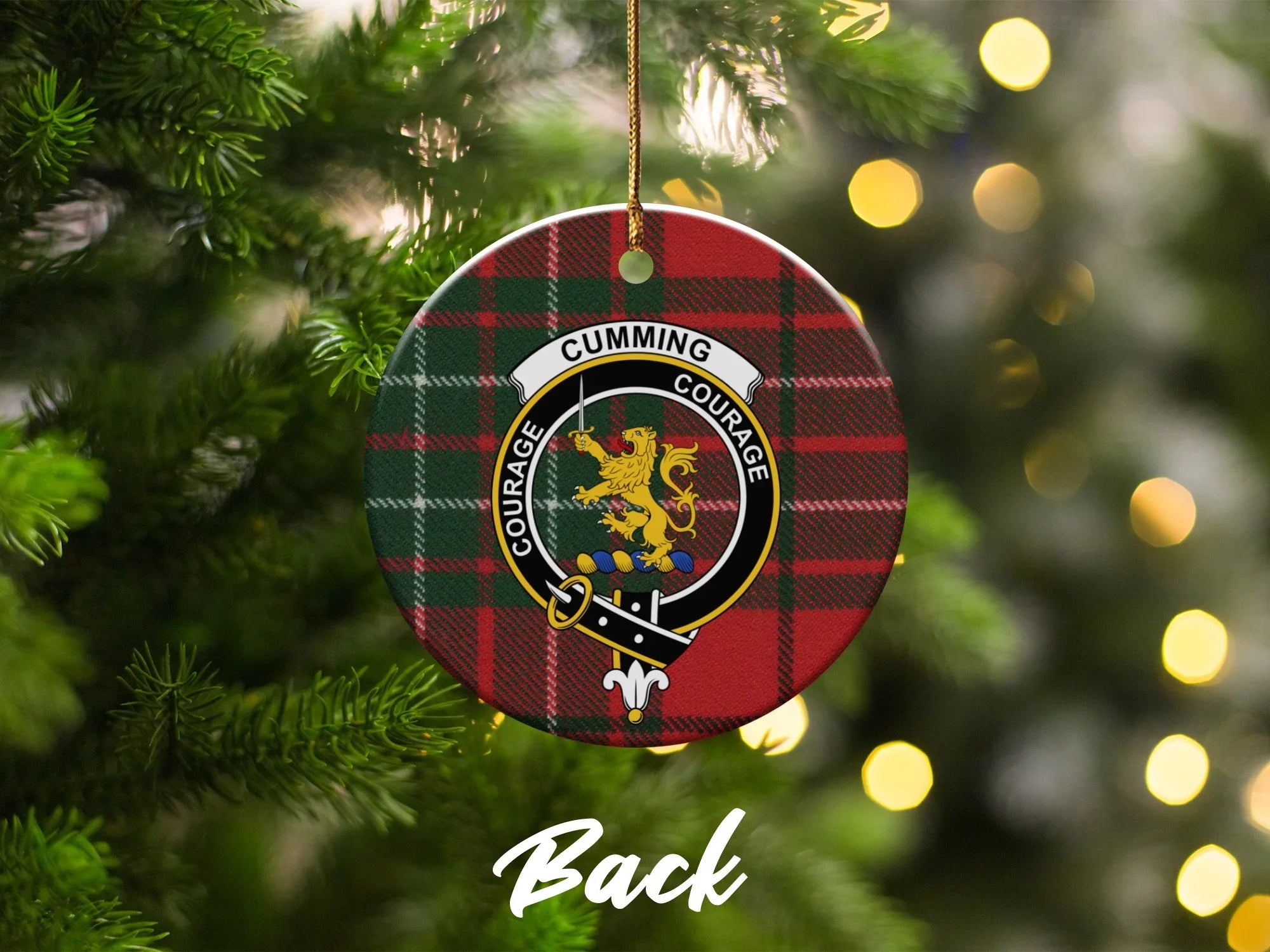 Courage Cumming Crest Tartan Christmas Ornament product type