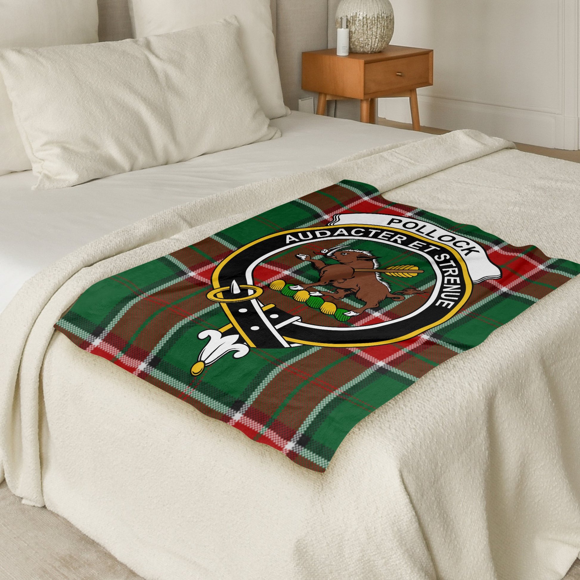 Pollock Audacter et Strenue Scottish Clan Blanket - Living Stone Gifts