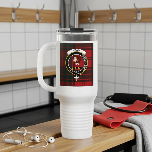 Adair Clan Crest Scottish Tartan 40oz Insulated Travel Tumbler - Celtic Ancestry Gifts