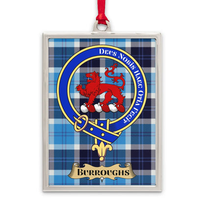 Blue Plaid Burroughs Family Crest Ornament product type