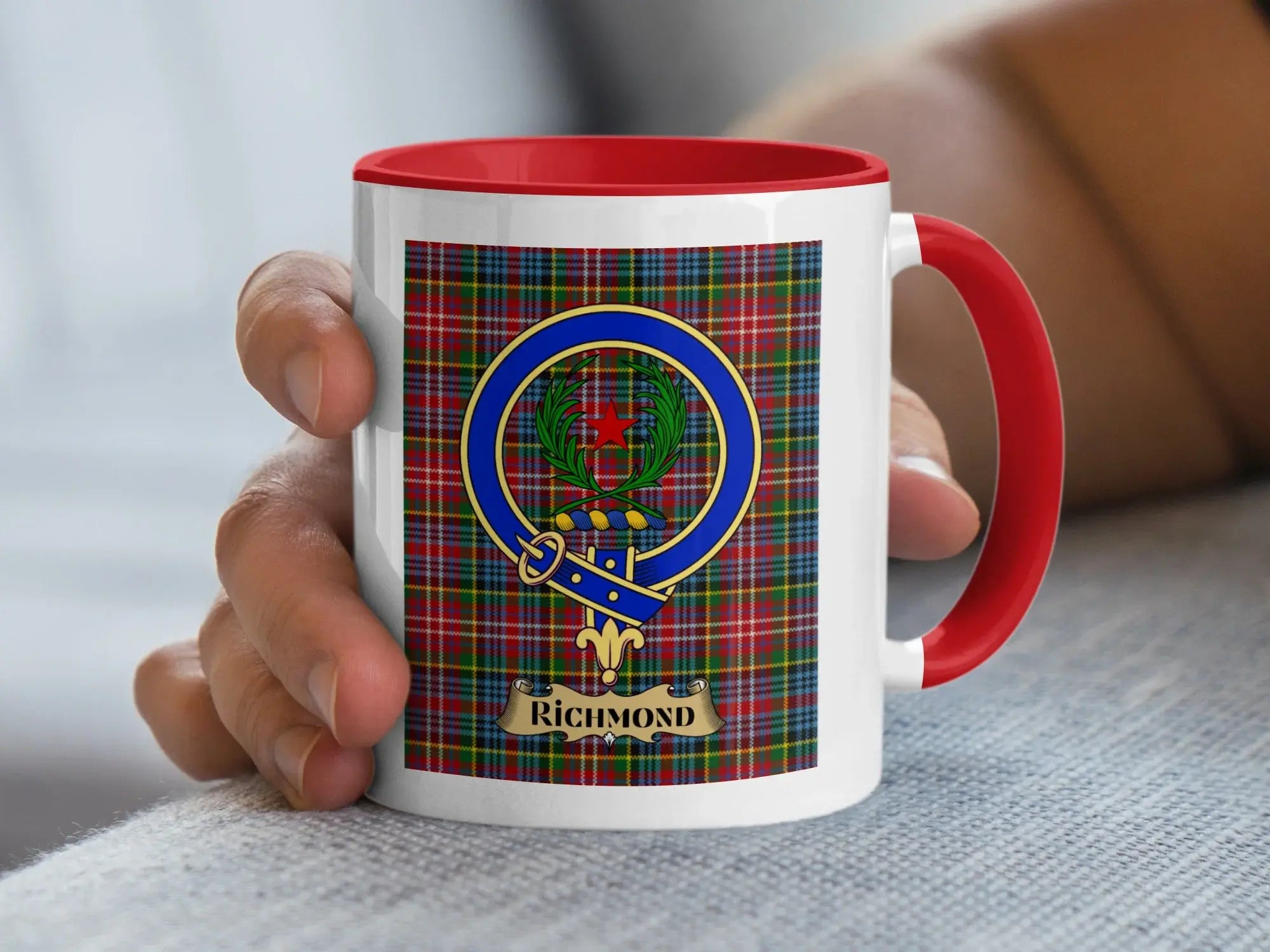Richmond Tartan Plaid Crest Design Coffee Mug