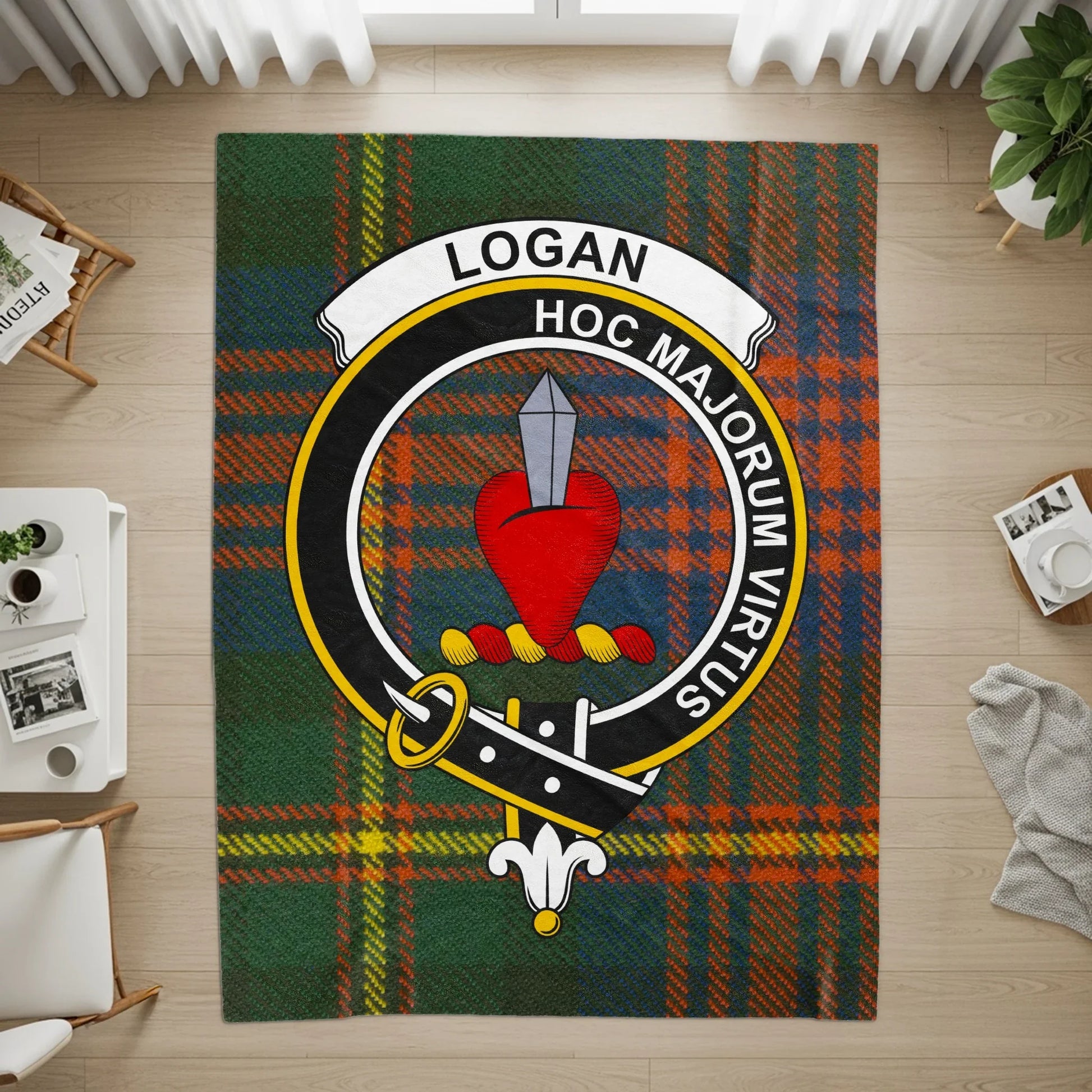 Logan Clan Tartan Rug with Heart and Sword product type