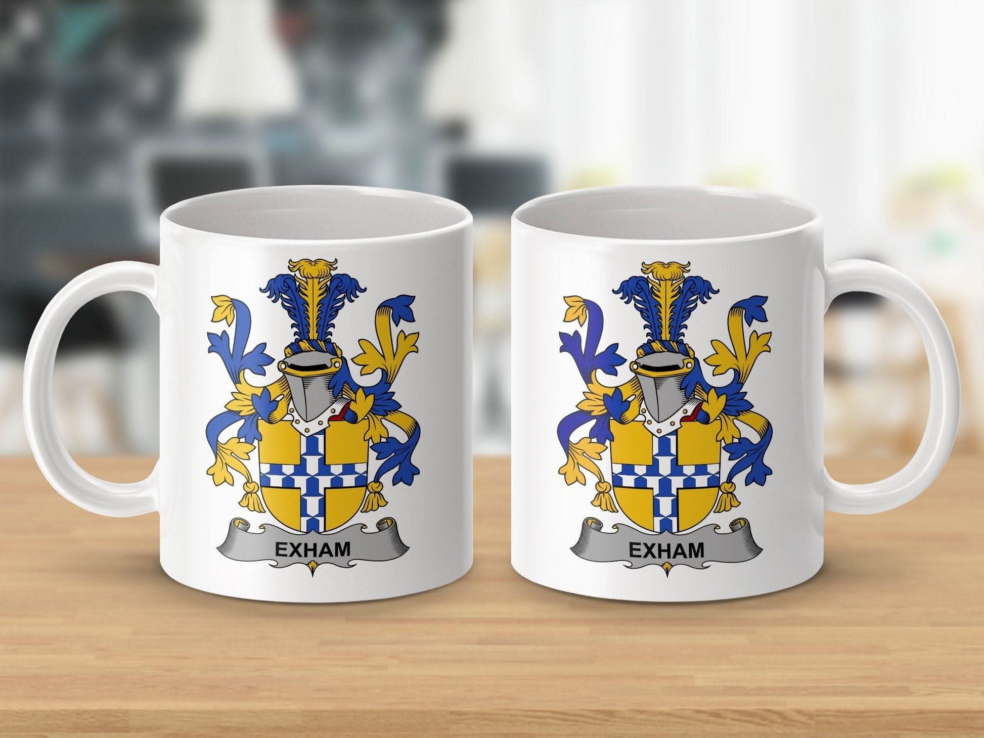 Exham Surname Irish Family Crest Mug - Celtic Ancestry Gifts