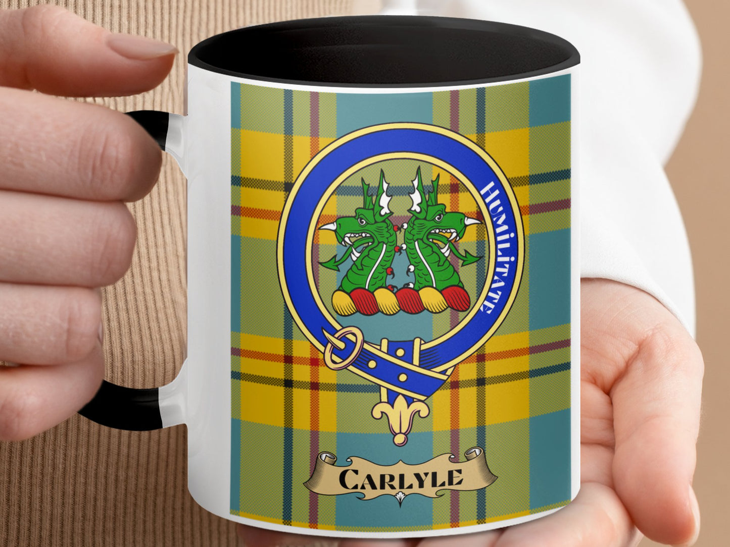 Clan Carlyle Scottish Tartan Crest Mug - Living Stone Gifts