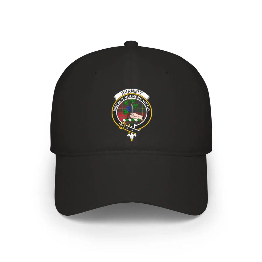 Burnett clan crest black cap — virescit vulnere virtus motto design