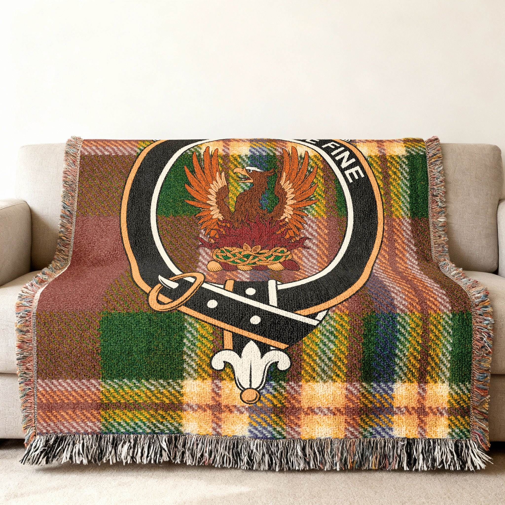 Clan Crest Tartan Blanket with Phoenix Design Blanket