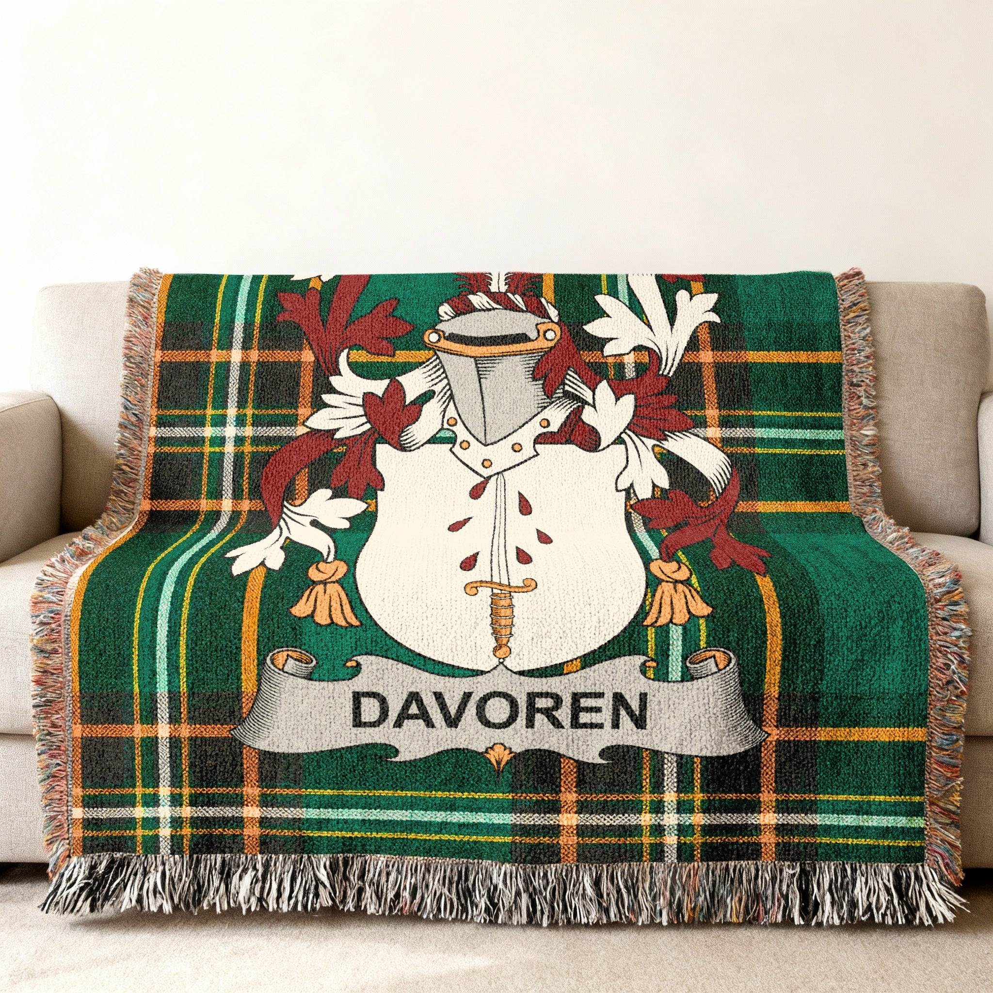 Davoren Family Coat Arms Green Tartan product type