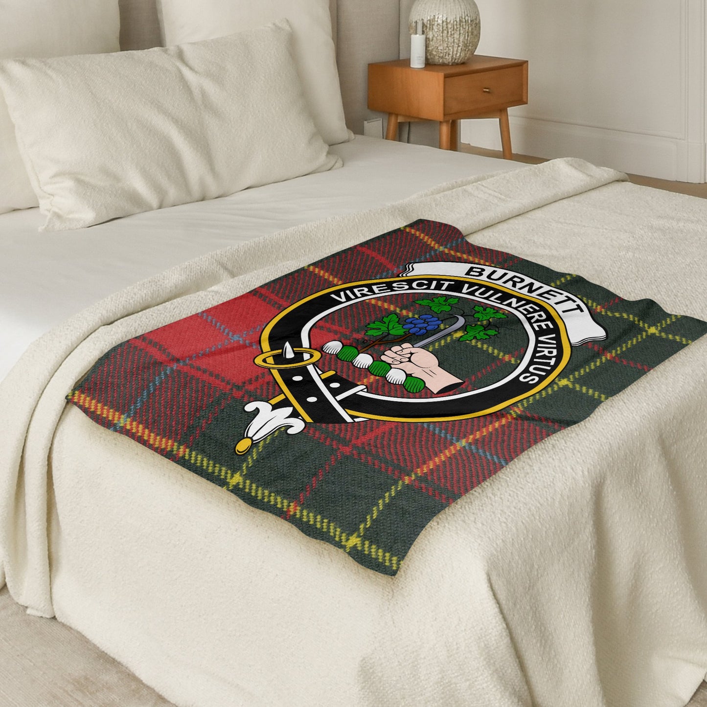 Burnett Clan Crest Scottish Tartan Throw Blanket - Living Stone Gifts