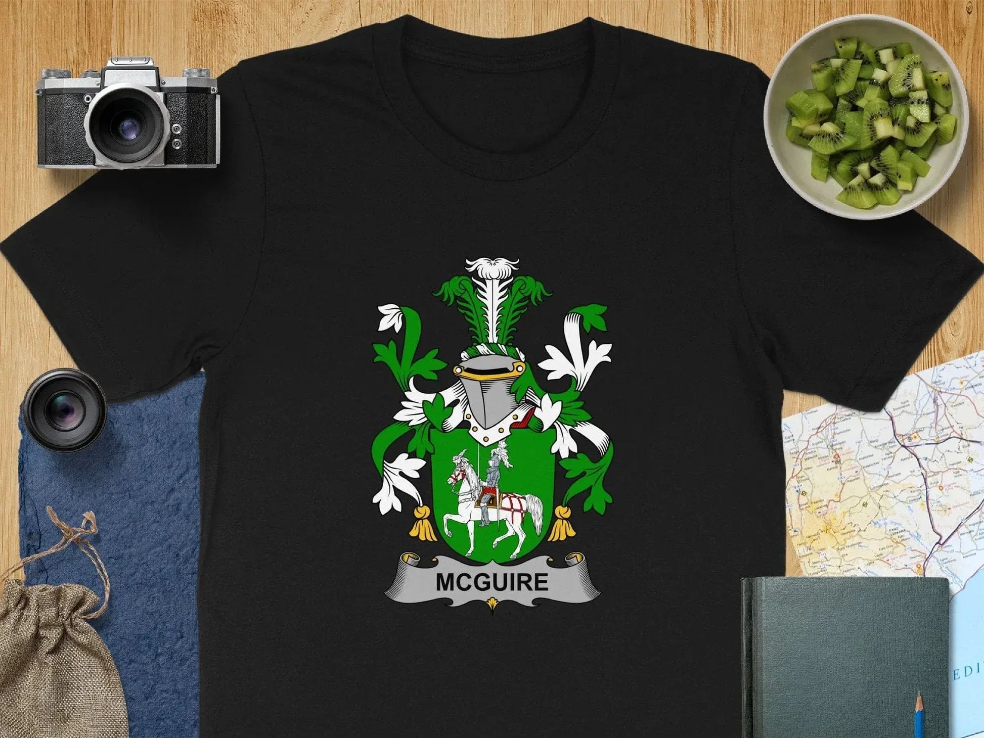 McGuire Family Crest Black T-shirt product type