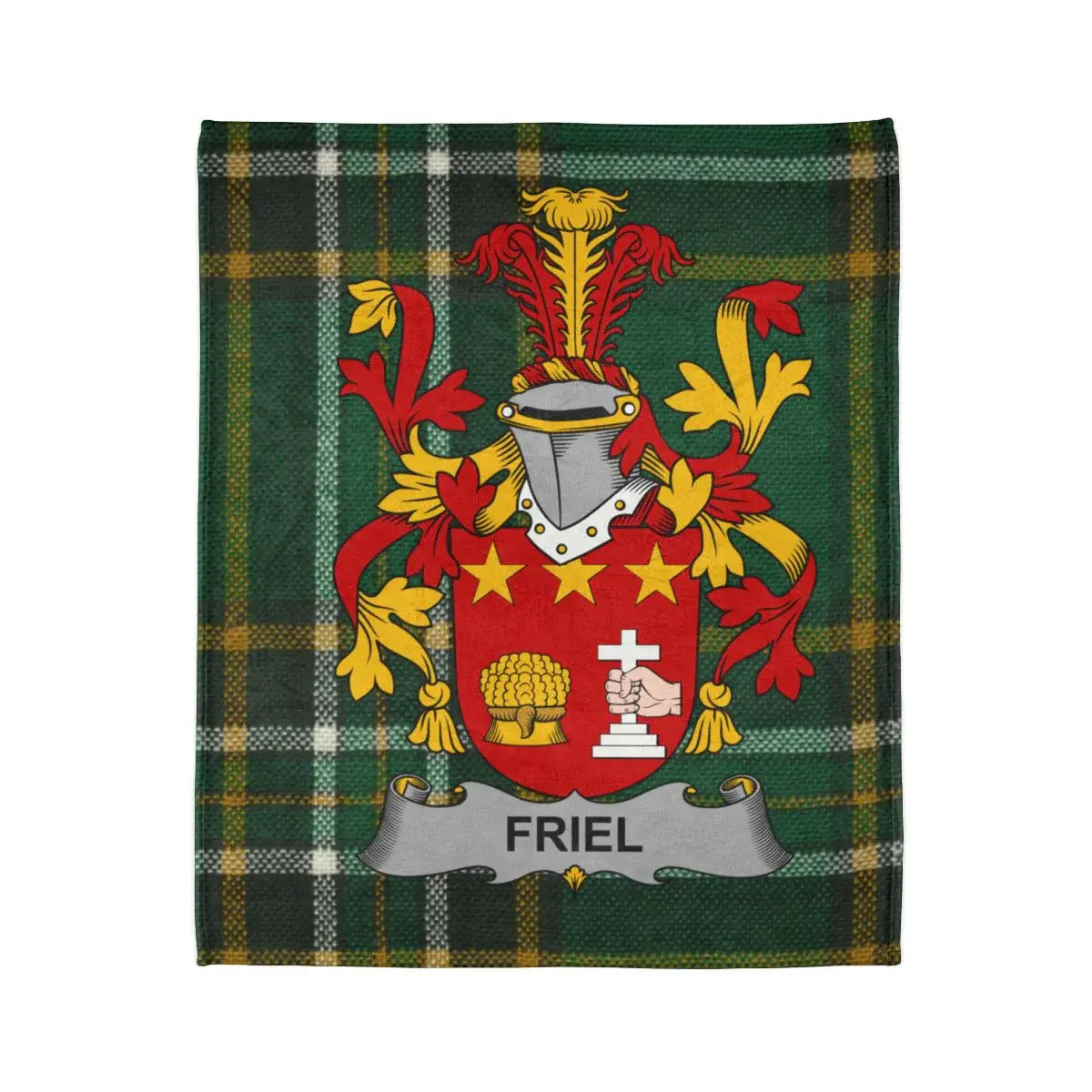 Friel Coat of Arms Tartan Style Throw Blanket product