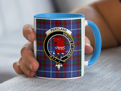 Pentland Clan Crest and Tartan Plaid Design Mug - Living Stone Gifts