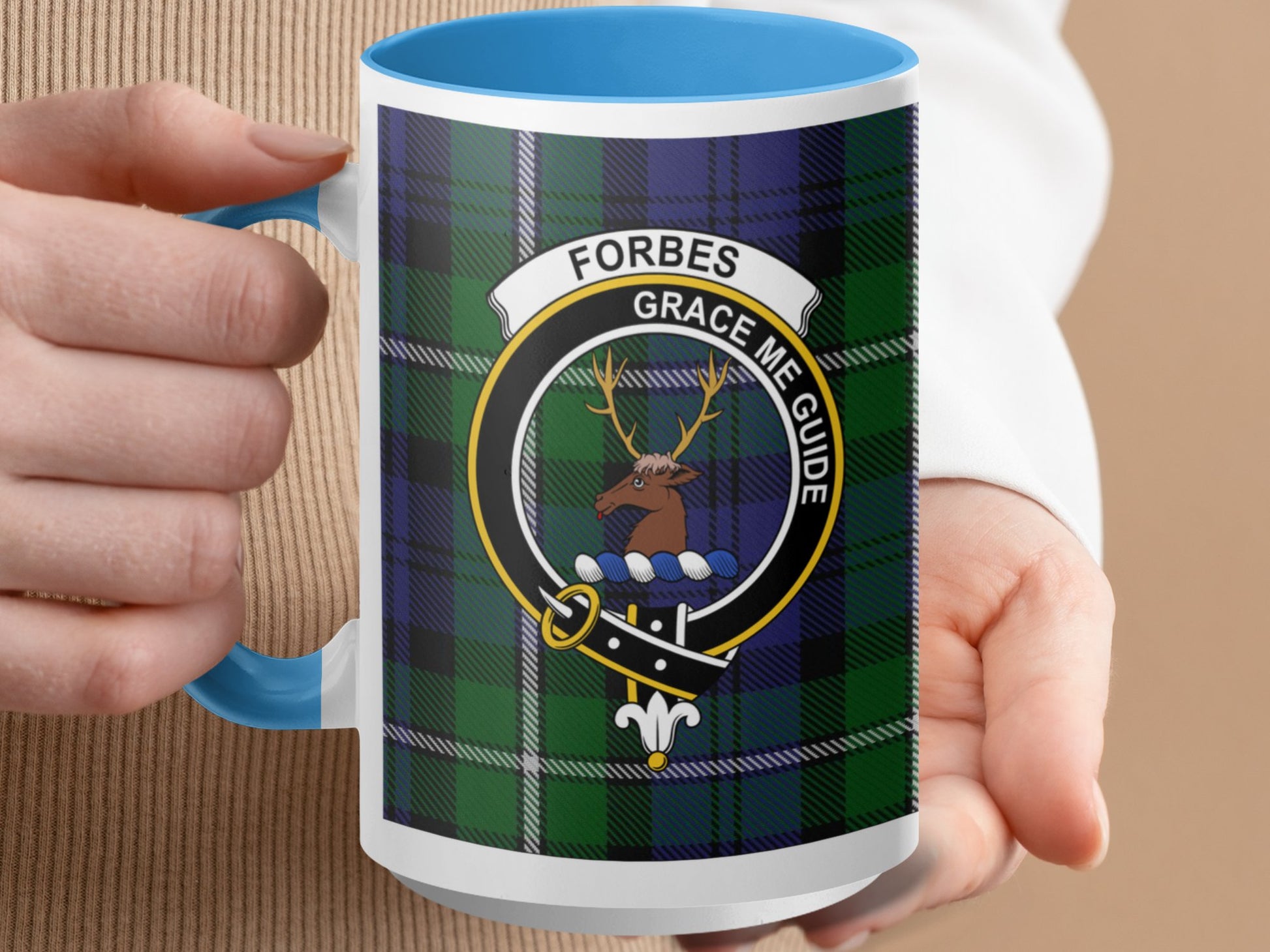 Clan Forbes Scottish Tartan Crest Mug - Living Stone Gifts