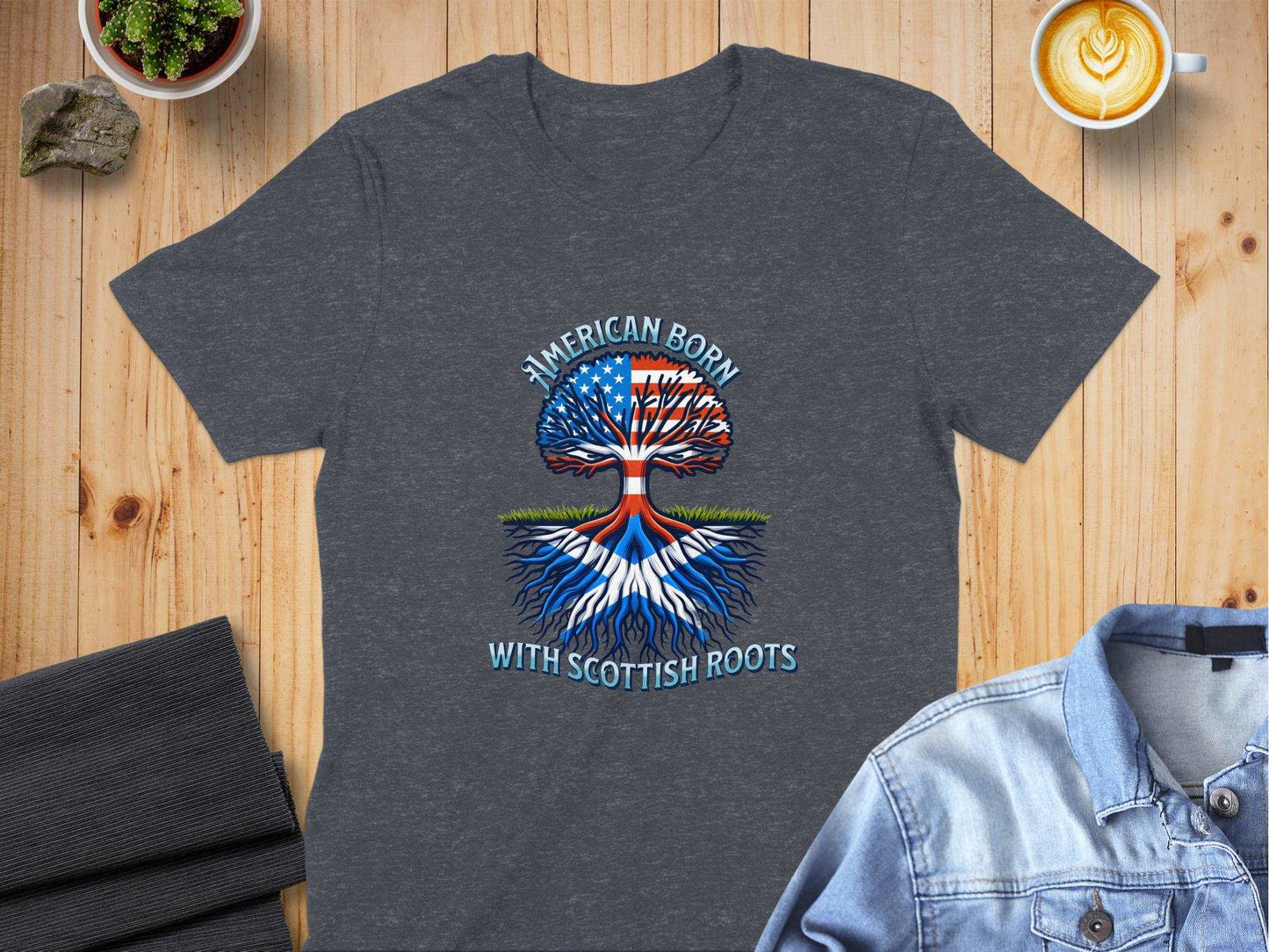 American Born With Scottish Roots Tree Graphic T-Shirt - Living Stone Gifts