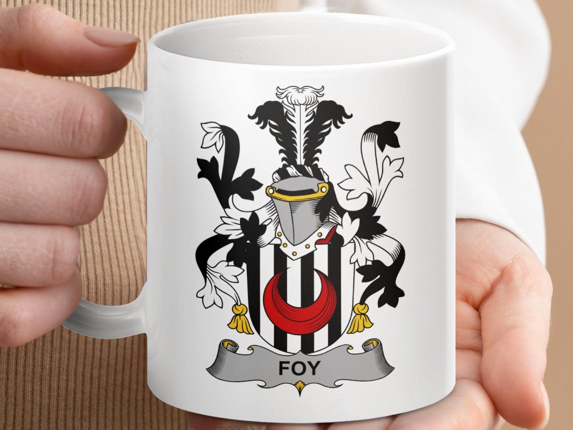 Foy Surname Irish Family Crest Mug - Celtic Ancestry Gifts