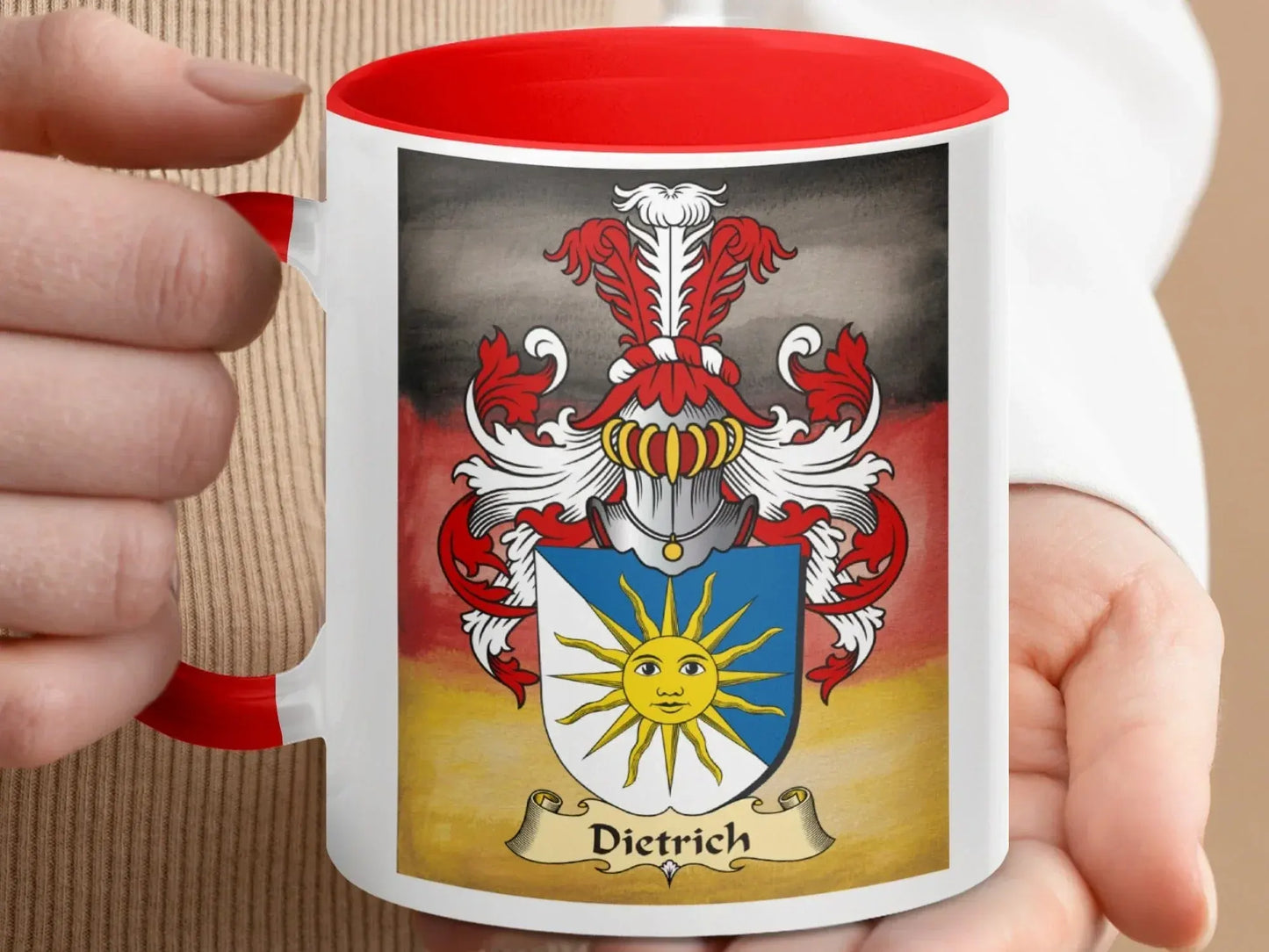 Dietrich Family Crest with Sun Emblem Mug product