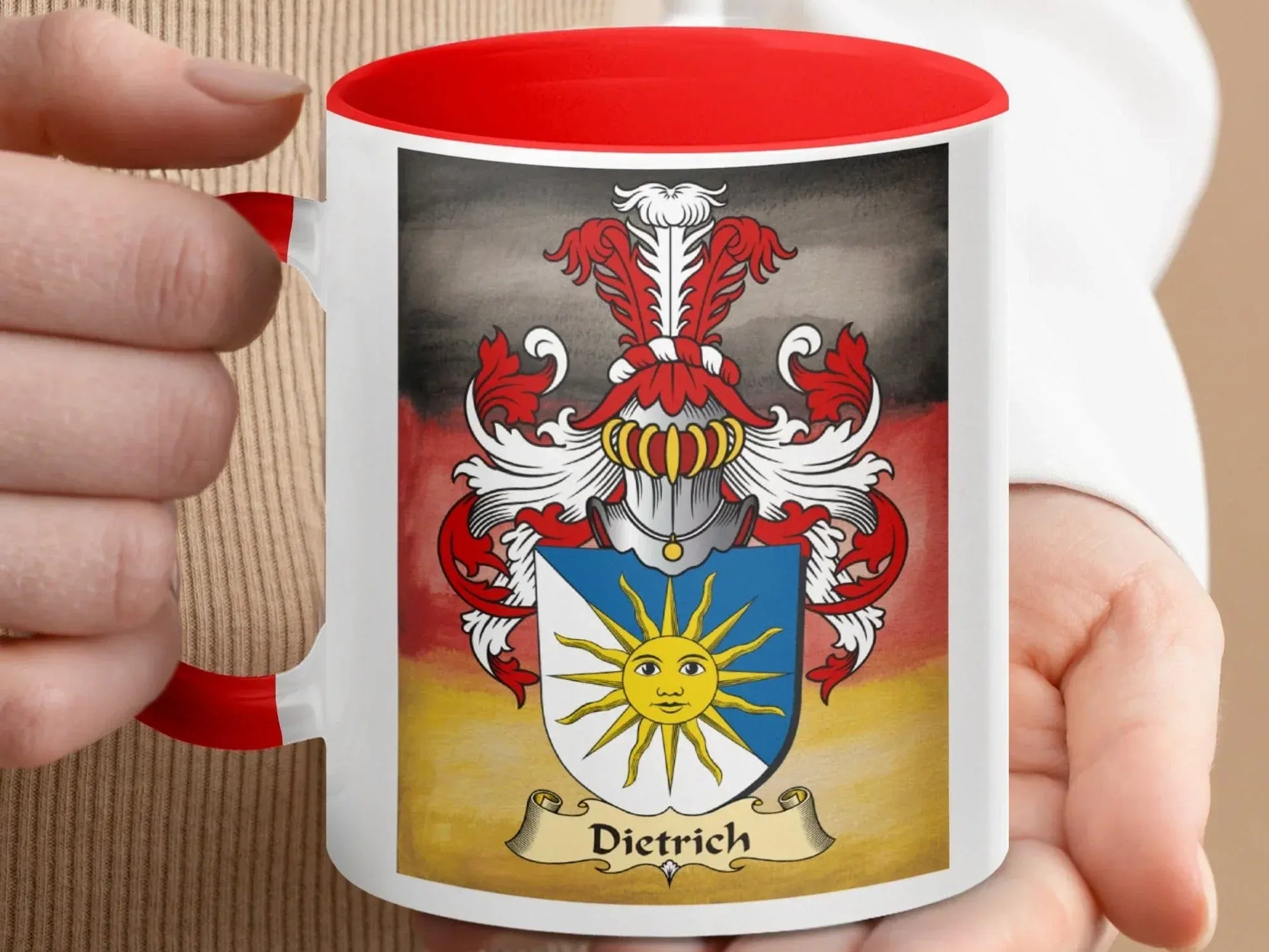 Dietrich Family Crest with Sun Emblem Mug product