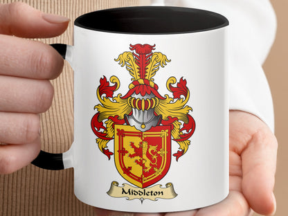 Middleton Family Crest with Lion Emblem Design Mug - Living Stone Gifts