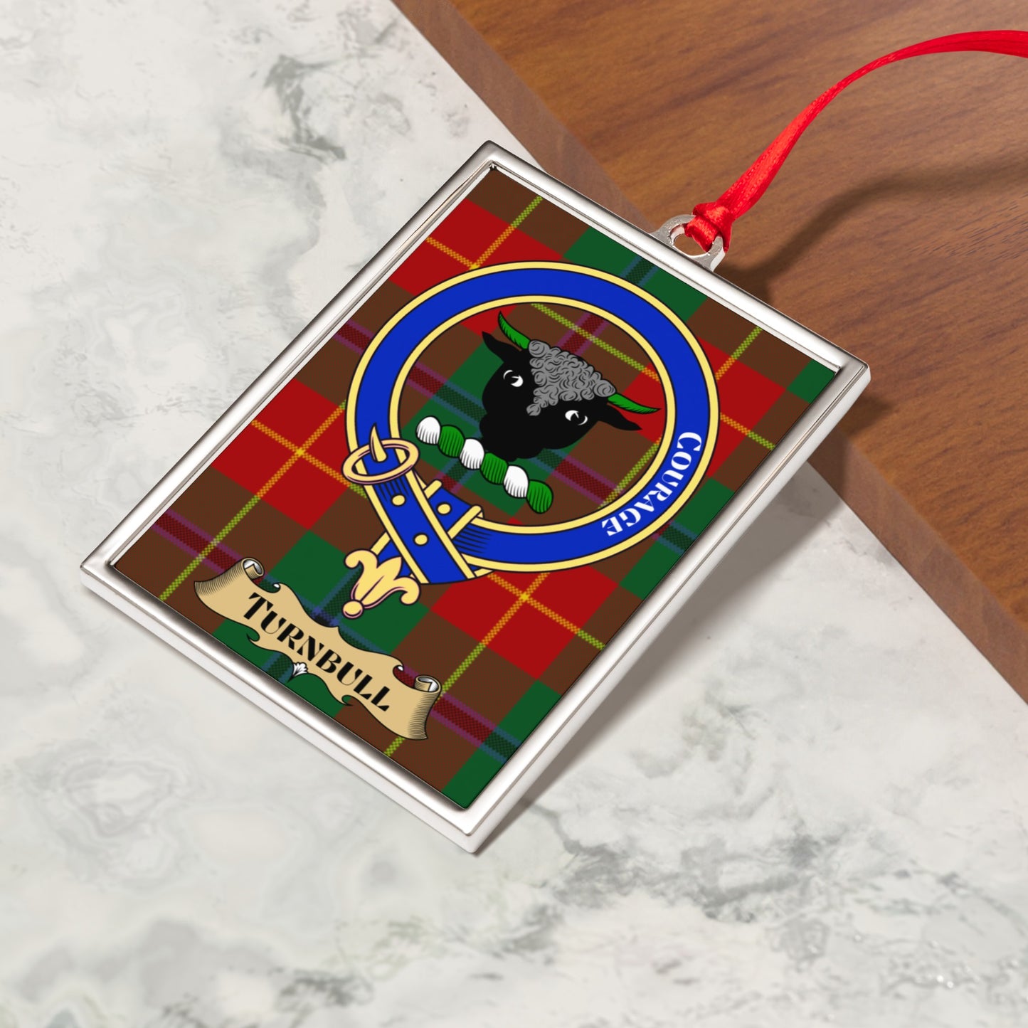 Turnbull Scottish Clan Crest Plaid Design Ornament product