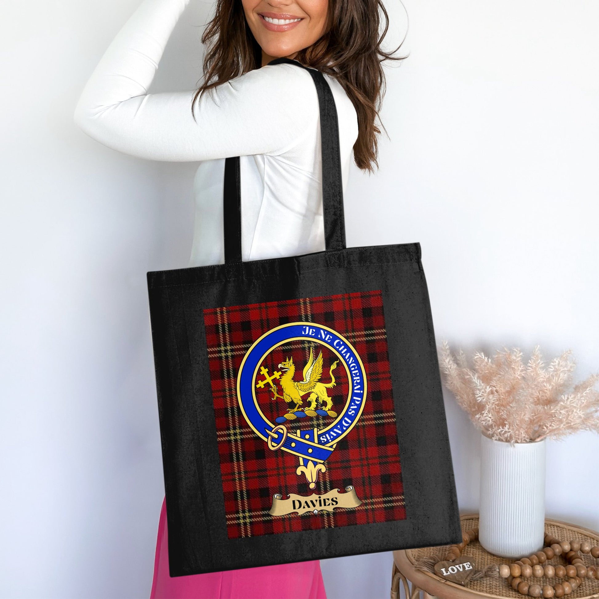 Davies Clan Scottish Tartan Plaid Tote Bag - Living Stone Gifts