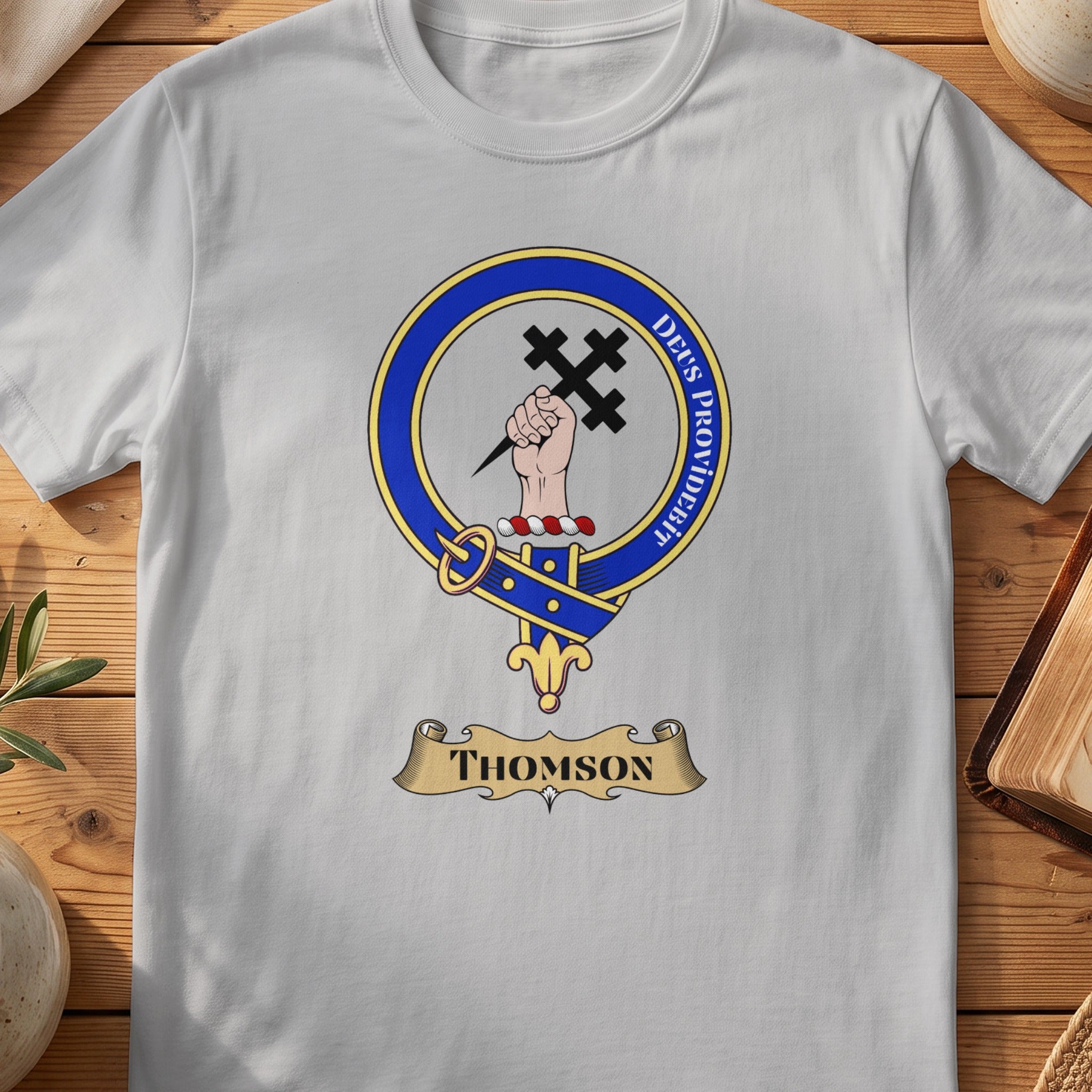 Thomson Scottish clan crest T-shirt in Sport Grey