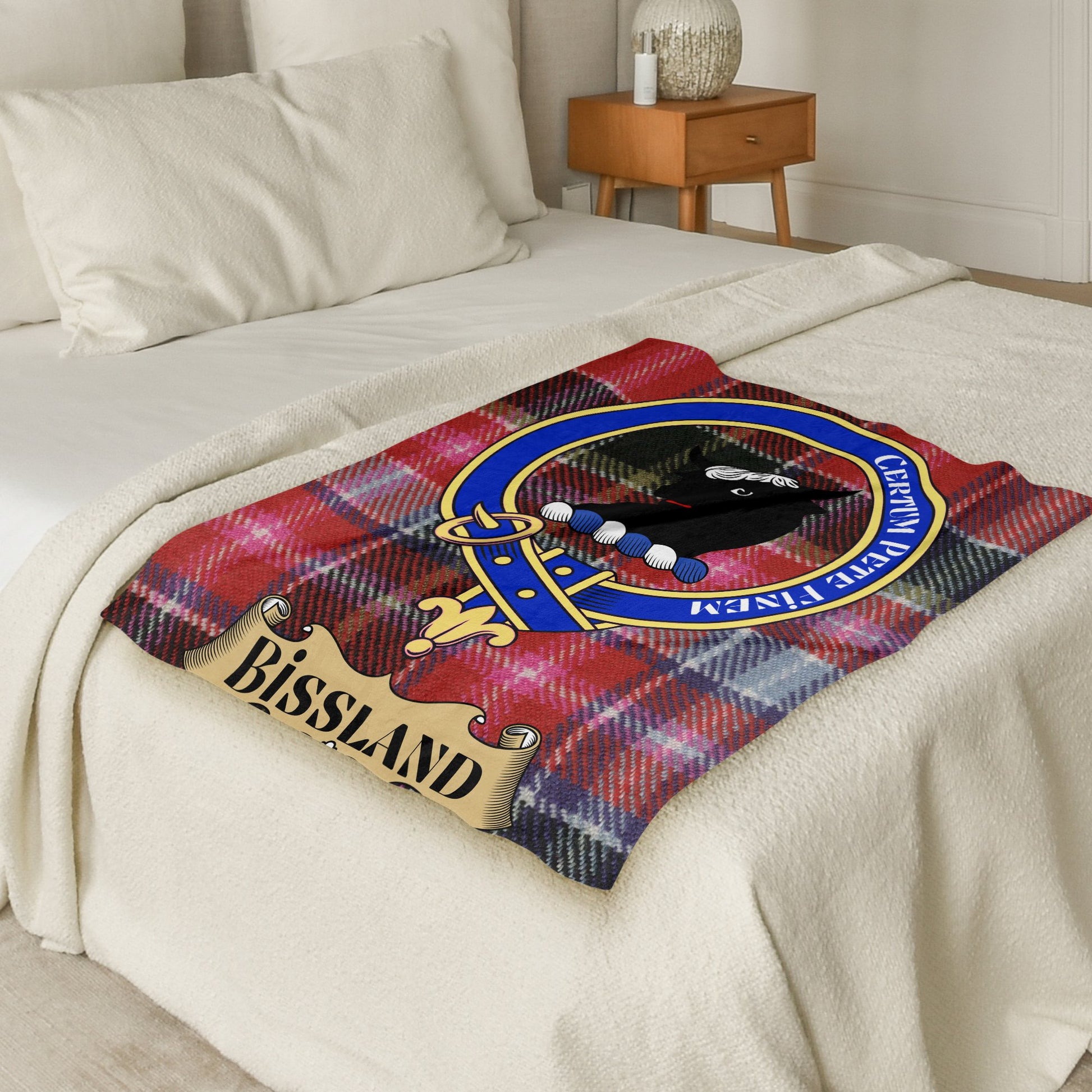 Bissland Scottish Tartan Crest Throw Blanket - Living Stone Gifts