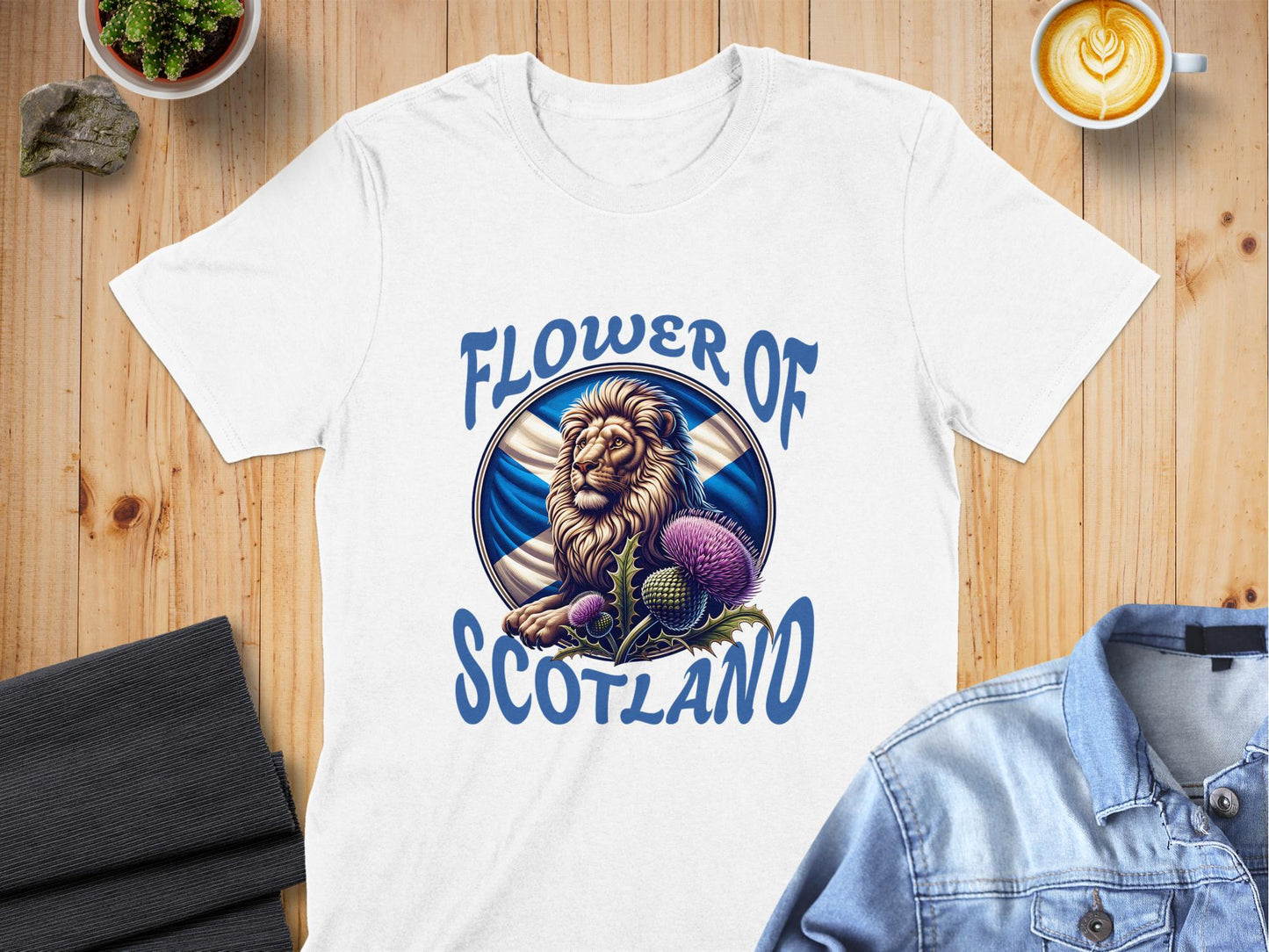 Flower of Scotland Lion and Thistle Graphic T-Shirt - Living Stone Gifts