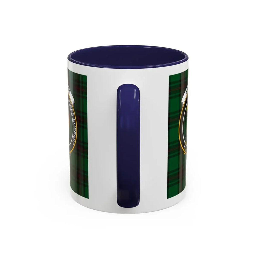 Dark Blue and Green Plaid Pattern Ceramic Mug