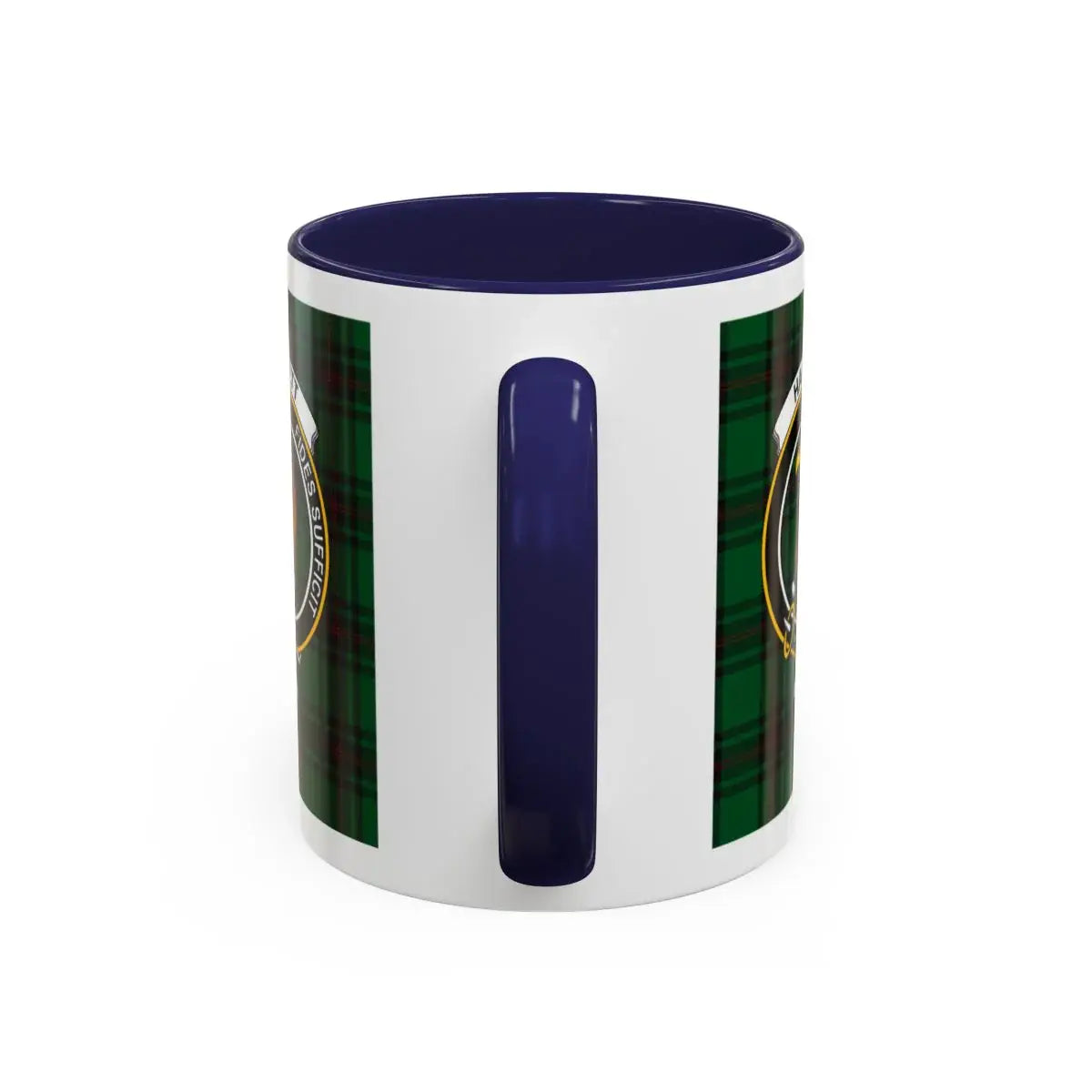 Dark Blue and Green Plaid Pattern Ceramic Mug