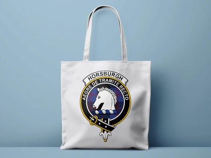Horsburgh Scottish Clan Crest Tartan Tote Bags - Celtic Ancestry Gifts