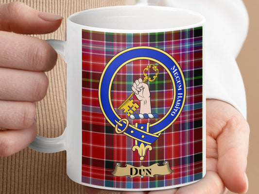 Clan Fergusson Scottish Tartan Crest Dun Mug - Living Stone Gifts