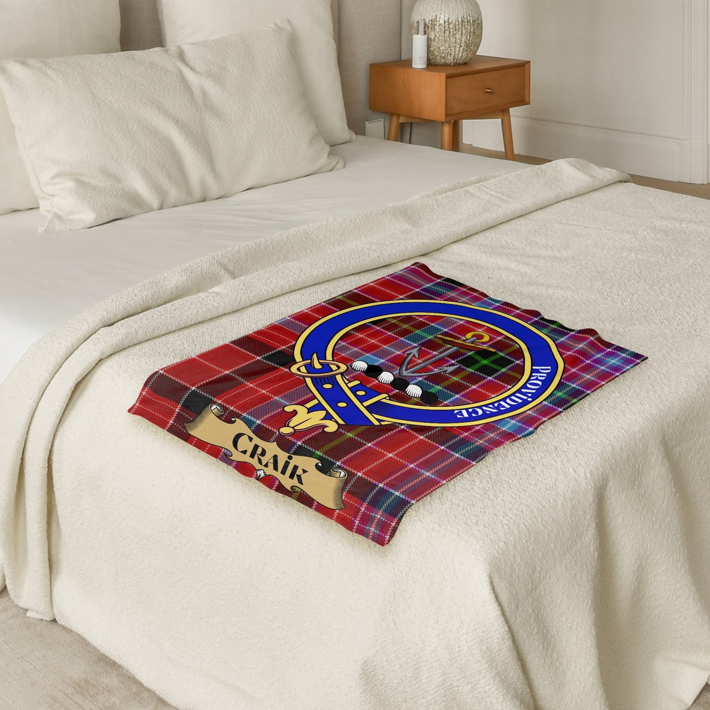 Scottish Clan Craik Providence Tartan Crest Throw Blanket - Living Stone Gifts