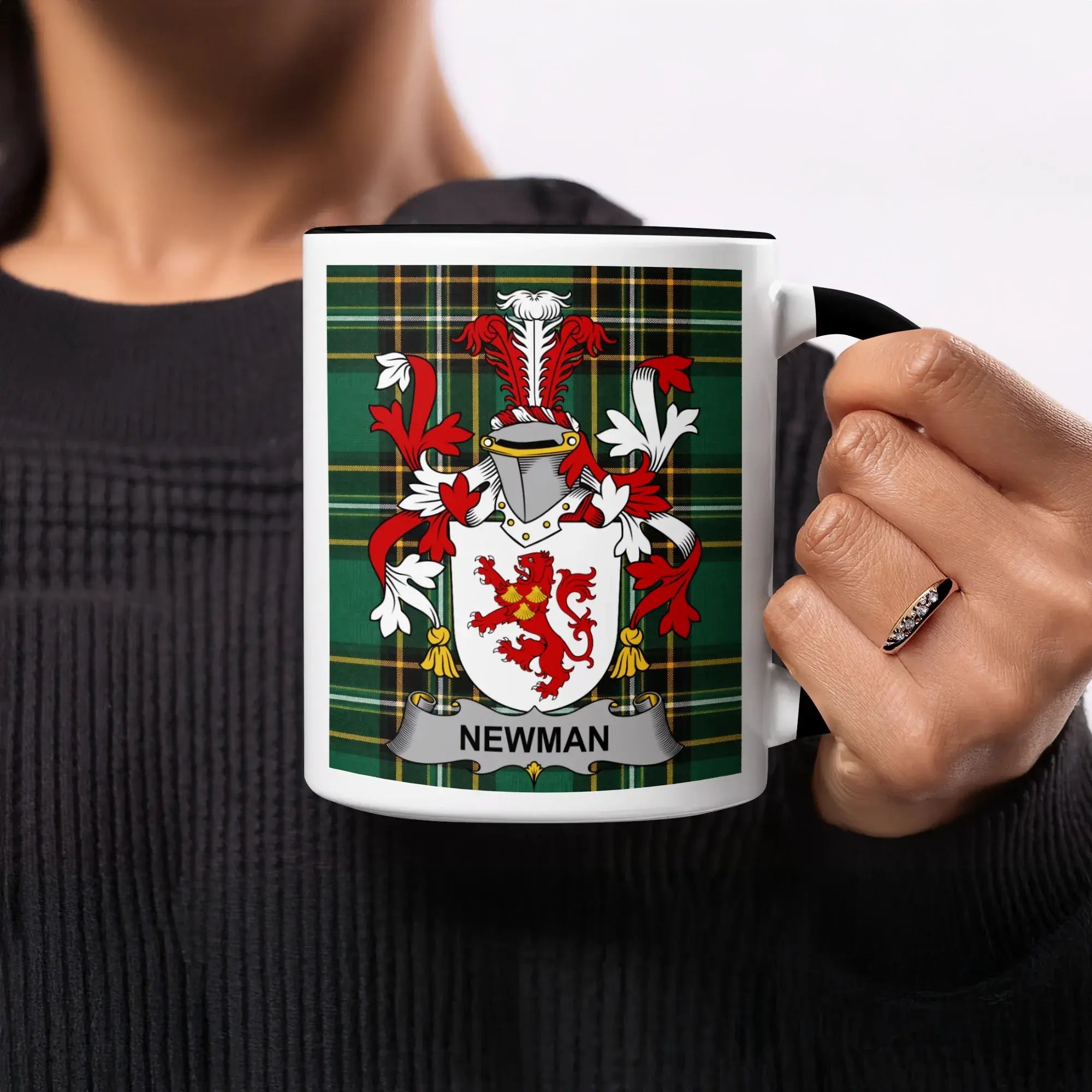Newman Irish heritage mug with black handle and interior