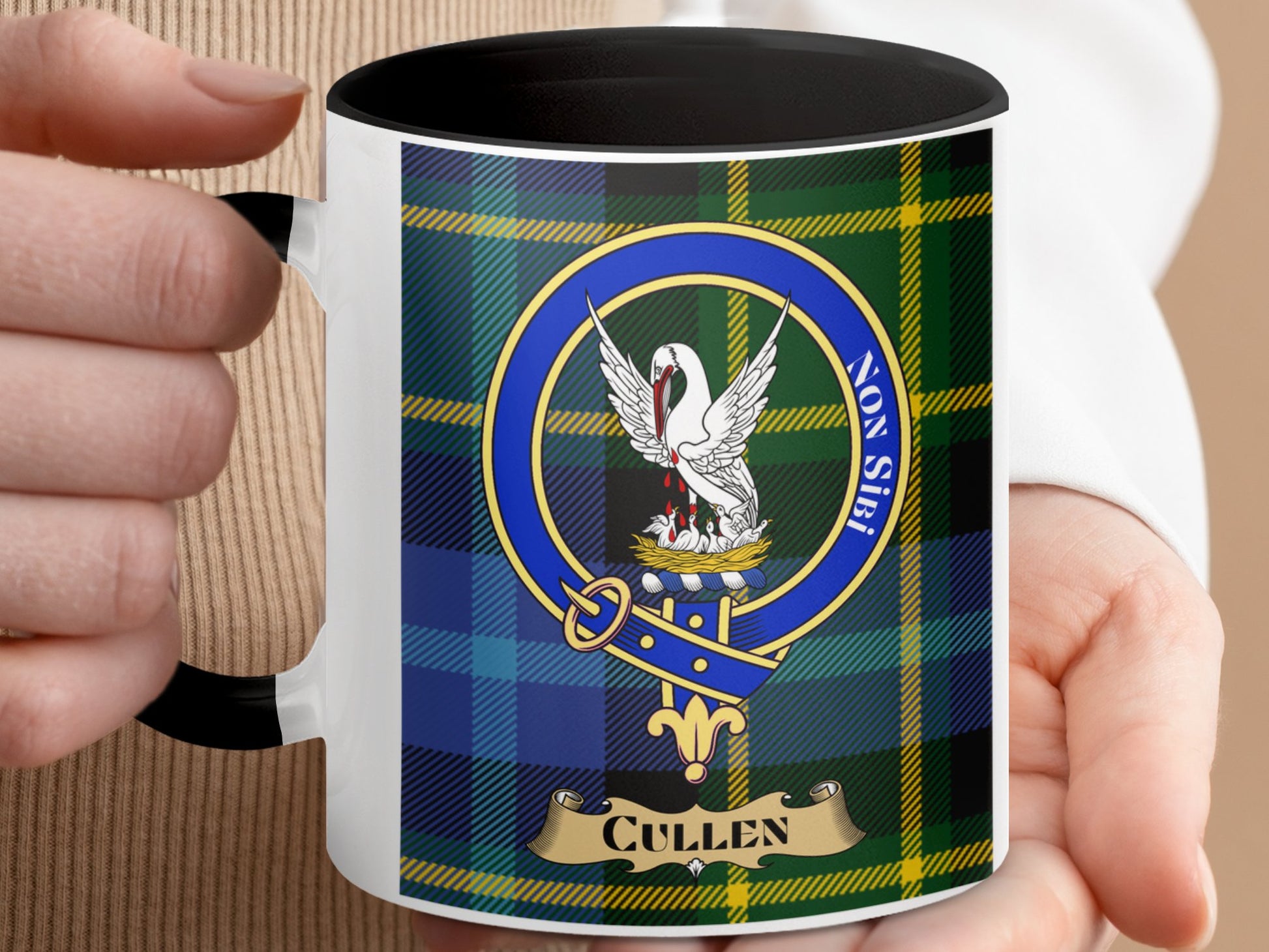 Clan Cullen Scottish Tartan Crest Mug - Living Stone Gifts