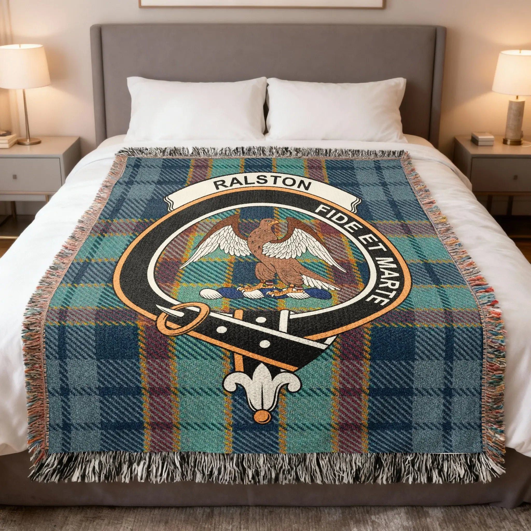 Ralston Fide Et Marte Plaid Bed Blanket Throw Blanket