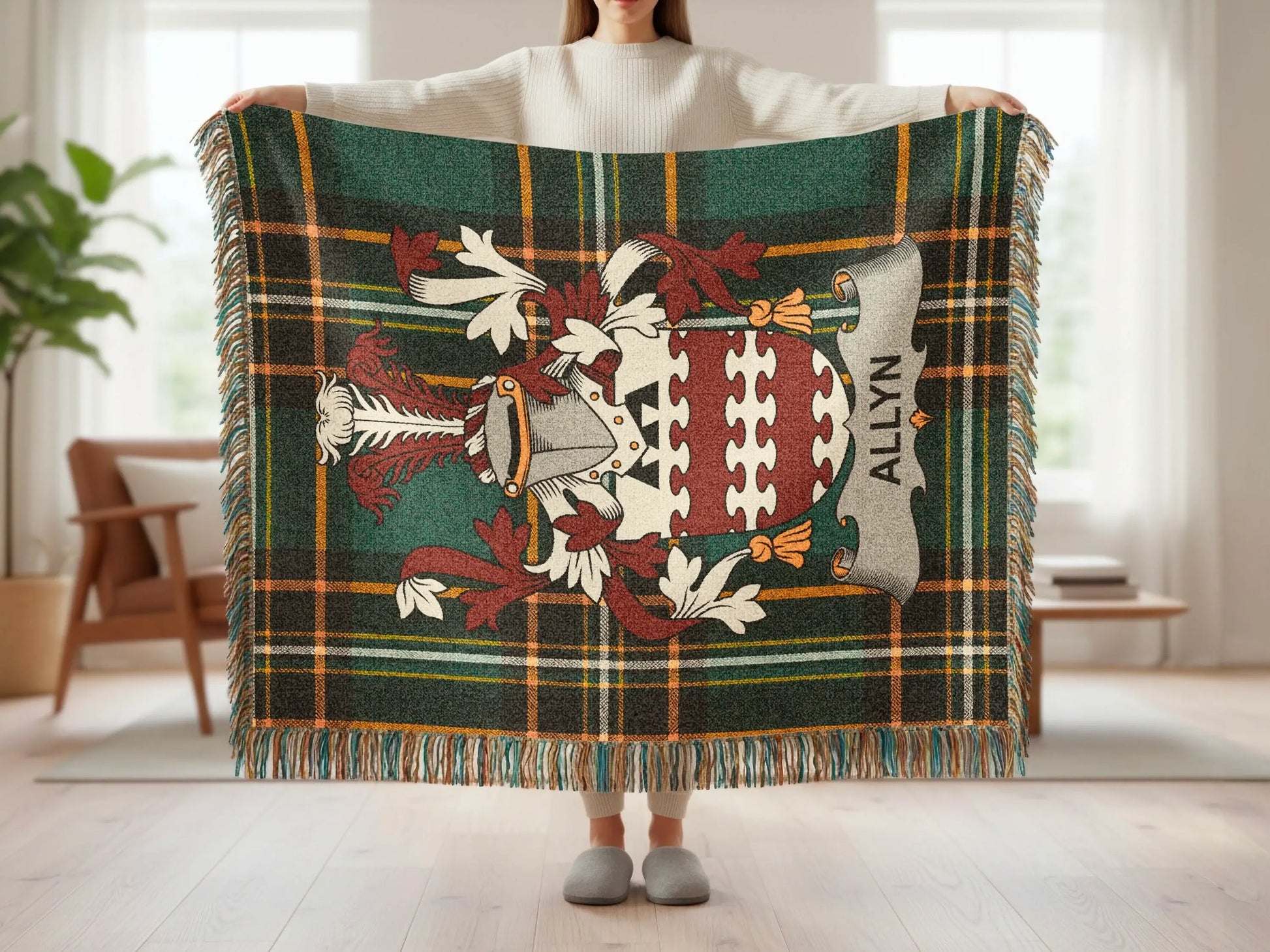 Allyn Clan Crest Tartan Plaid Fringed product type