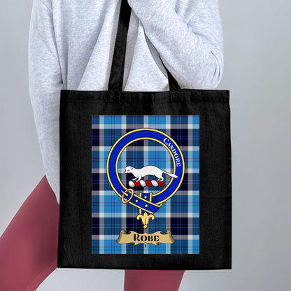 Scottish Clan Crest on Tartan Background Stylish Tote Bag - Living Stone Gifts