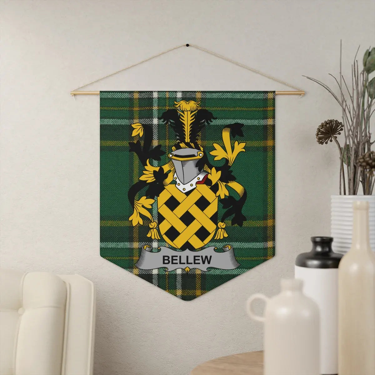 Bellew Family Crest Plaid Wall Banner Hanging product