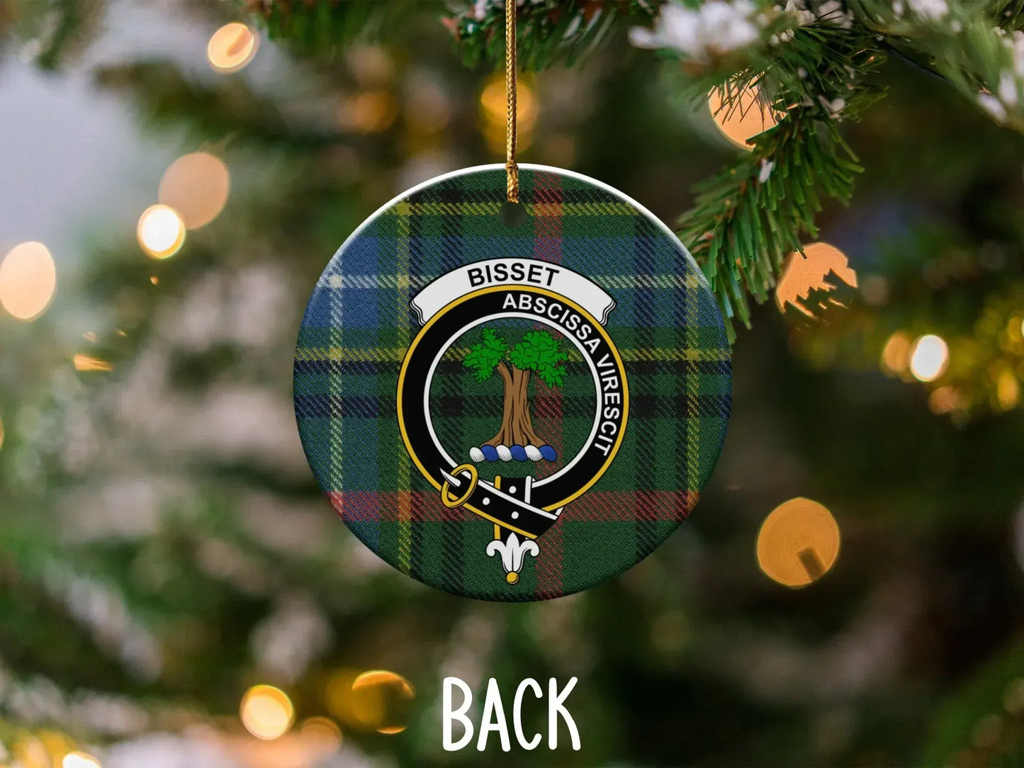Personalized Bisset Family Crest Tartan Ceramic Ornament product