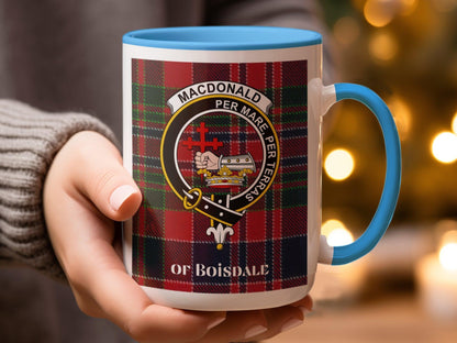 MacDonald Of Boisdale Clan Crest Tartan Plaid Mug - Living Stone Gifts