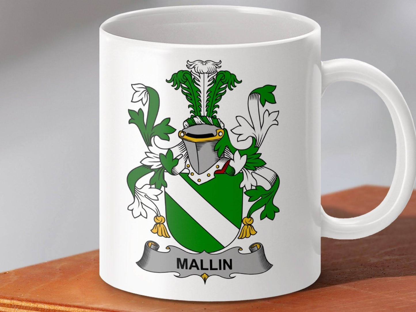 Mallin Surname Irish Family Crest Mug - Celtic Ancestry Gifts
