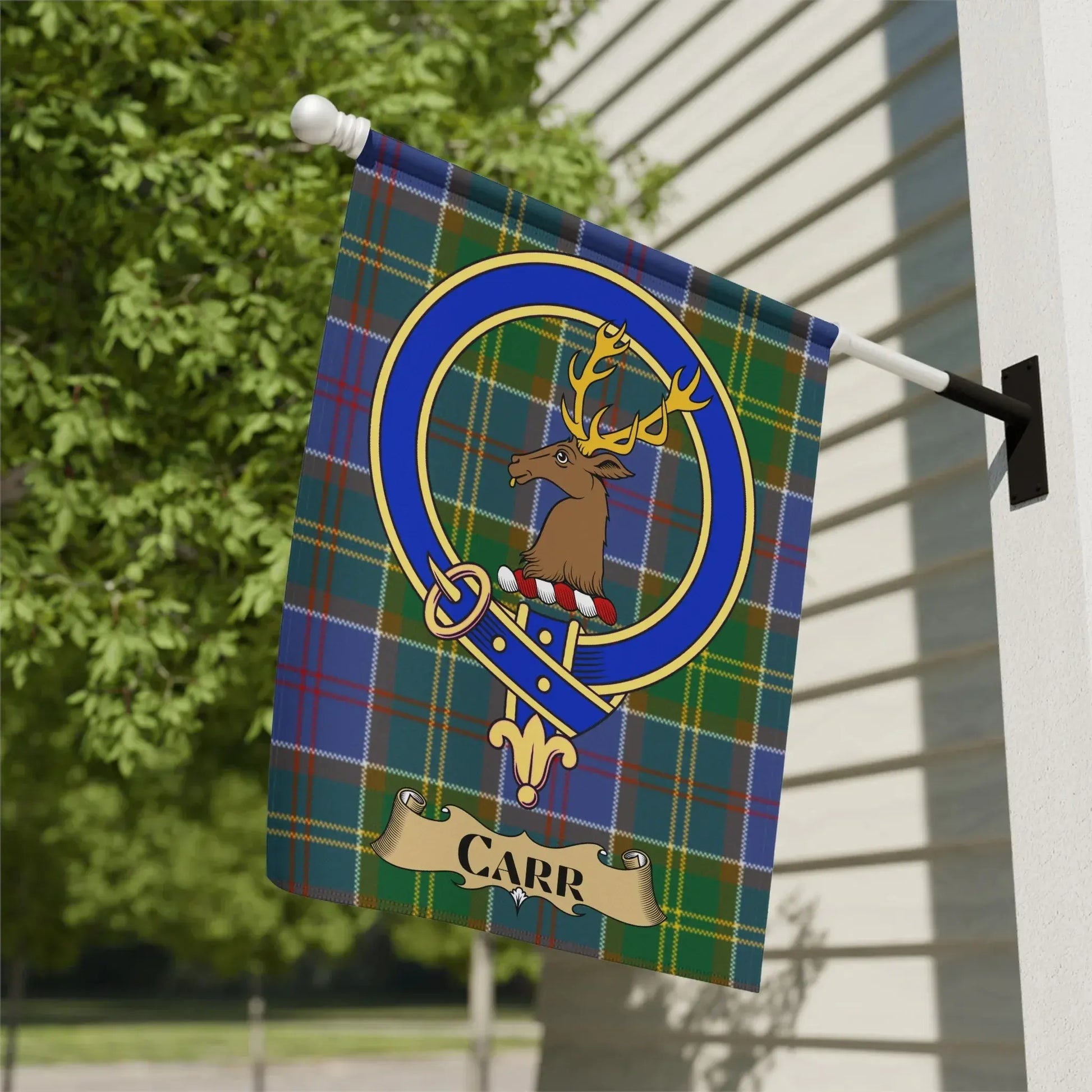 Vibrant Deer Crest Plaid Carr Outdoor Flag product