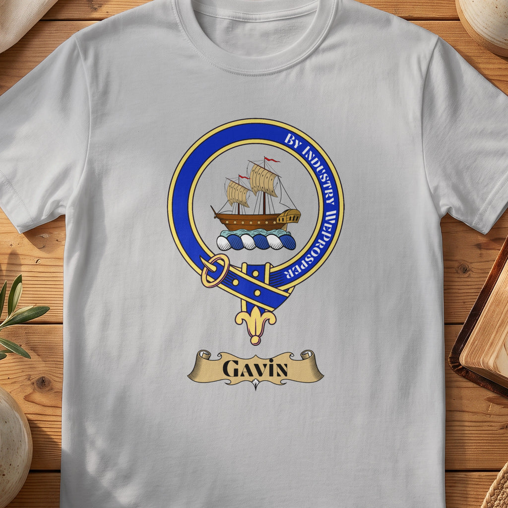 Gavin Scottish clan crest T-shirt in Sport Grey