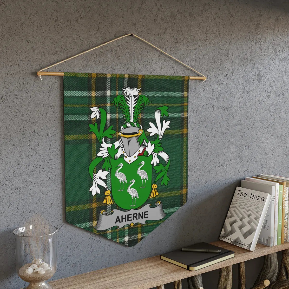 Aherne Family Crest Green Plaid Tapestry Wall product type